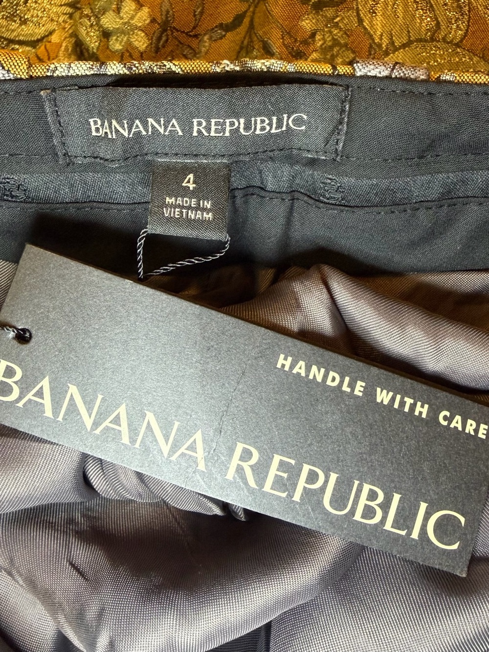 Banana Republic's Eclat Wide-Leg Brocade Pant Golds Size 4 NWT Brand New - Picture 9 of 16